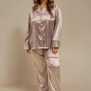 Satinpyjamas 2-set taupe