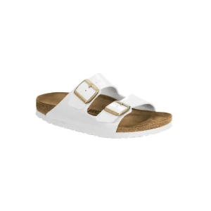 Sandal Birkenstock Arizona Birko-Flor, Patent, Smal läst - Vit Unisex