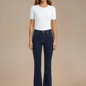 Jeans push up flare mörkblå