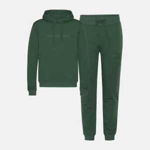 Joggingset med luvtröja i grön bambu med logotyp