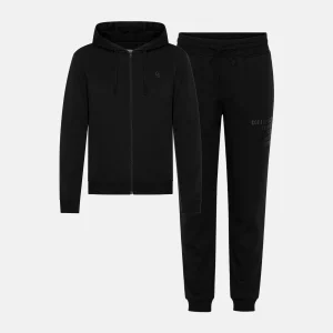 Joggingset med luvtröja i svart bambu med dragkedja