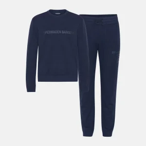 Marinblå bambu joggingset med logotyp