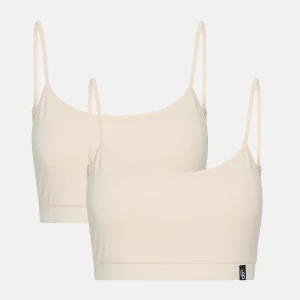 2-pack krämfärgad bambu-bh-topp med tunna band