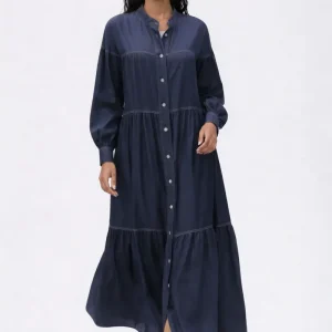 Maxiklänning oversized med knappar marinblå