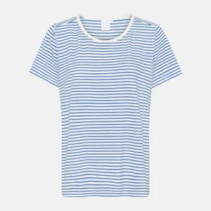 Bea kortärmad bambu t-shirt - ljusblå randig