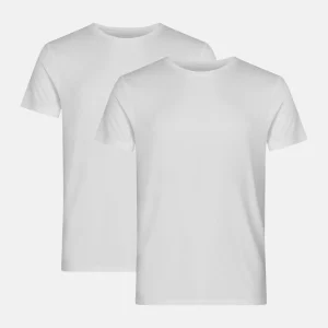 2 vita bambu T-shirts med rund hals i slim fit