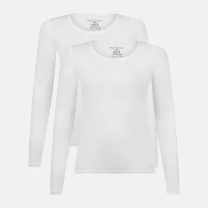 Lara bambu långärmad T-shirt - Vit 2-pack