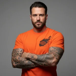 Harley Davidson motorcykel  tshirt orange unisex XL