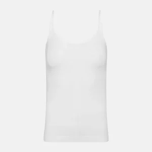 Vit bambu topp med tunna remmar