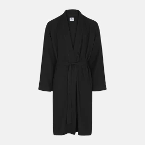 Svart morgonrock i våfflor i bambu