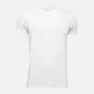 Vit T-shirt i bambu med rund hals