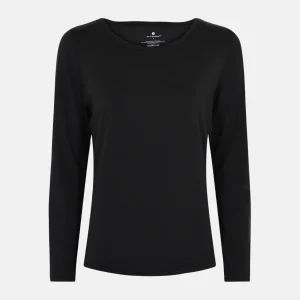 Svart långärmad T-shirt i bambu med rund hals
