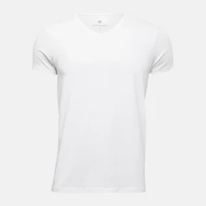 Vit v-ringad bambu T-shirt