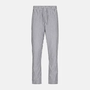 Vita pyjamasbyxor i bambu med breda grå ränder