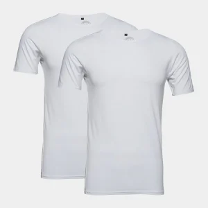2 förpackningar vita slim fit T-shirts i bambuviskos