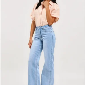 Jeans wide straight med dragkedja