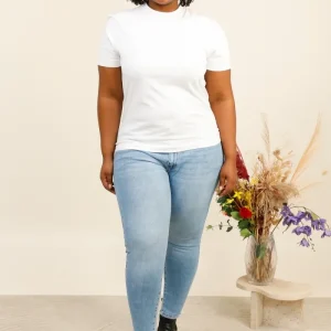 Jeans skinny med strassdetaljer ljusblå