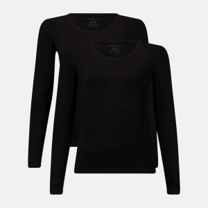Lara bambu långärmad T-shirt - Svart 2-pack