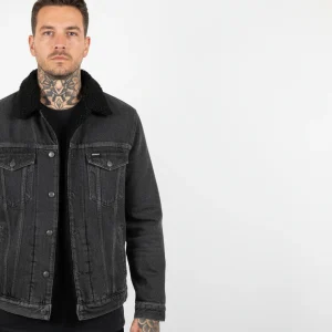 Vintage jeansjacka wrangler gråsvart   Xlarge  fodrad