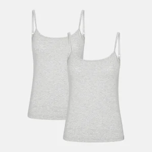 2-pack grå bambutoppar med tunna axelband