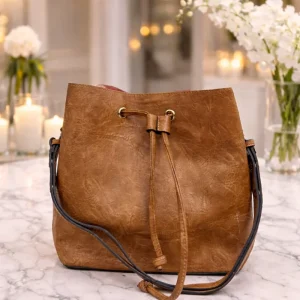 Handväska med dragsko brun