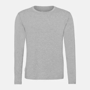 Ljusgrå långärmad T-shirt i bambu med rund hals