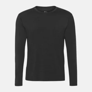Svart långärmad T-shirt i bambu med rund hals