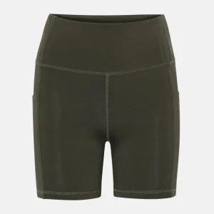 Olivgröna träningsshorts i bambu med hög midja 5"