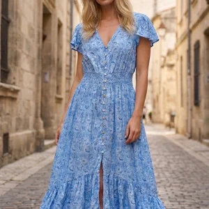 Klänning Amy blommig blå