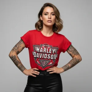 Harley Davidson motorcykel  tshirt  röd small unisex