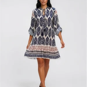 Kort klänning med tofsar marinblå