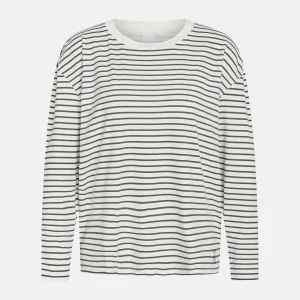 Britt långärmad nattskjorta i bambu vita blå ränder