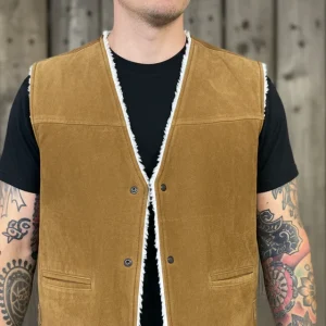 Rebell äkta mocka väst  vintage fodrad med Teddy  medium