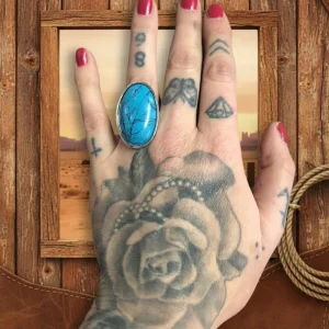 rebell Ring stor turkos med svart melering flexfit