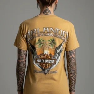 Harley Davidson motorcykel  tshirt  gul small unisex