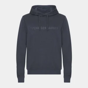 Mörkgrå luvtröja i bambu med logotyp