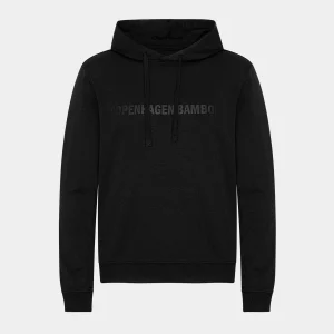Svart huvtröja i bambu med logotyp