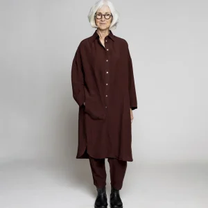 Muse Wear Elinor skjortklänning Kastanj