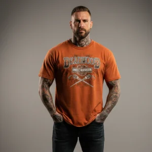 Harley Davidson motorcykel  tshirt   Orange Large  unisex