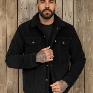 Vintage jeansjacka Levi’s svart Manchester sherpa trucker jacket