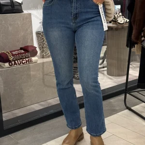 Jeans straight-mellan blå