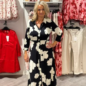 SAVANNA KLÄNNING- flower white/black