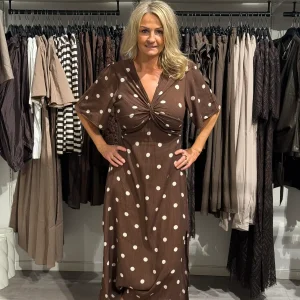 Klänning dot- brown