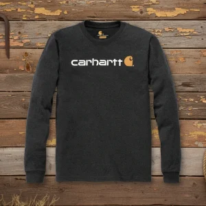 carhartt långärmad mörkgrå  klassisk tryck bröst unisex