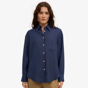 Colorful Standard Oversized Linneskjorta Marine blue