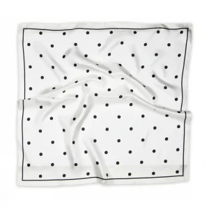 Silkescarf Paloma vit med svarta prickar