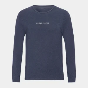 Marinblå långärmad bambu-t-shirt