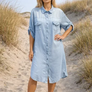 Skjortklänning Jasmine kort ärm ljusblå