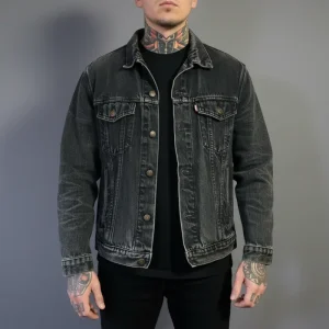 Vintage jeansjacka levis grå svart 42