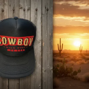 Rebell keps trucker cowboy guld/vinröd wwr